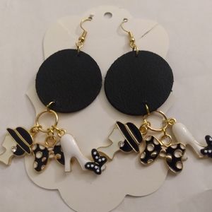 Black/white charm earrings
